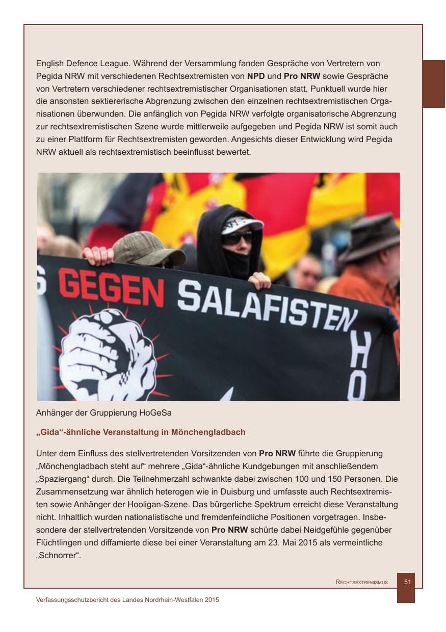Seite 52 des Verfassungsschutzbericht 2015 Nordrhein-Westfalen