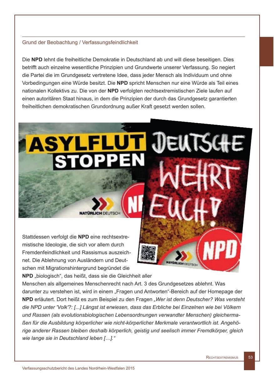 Seite 54 des Verfassungsschutzbericht 2015 Nordrhein-Westfalen