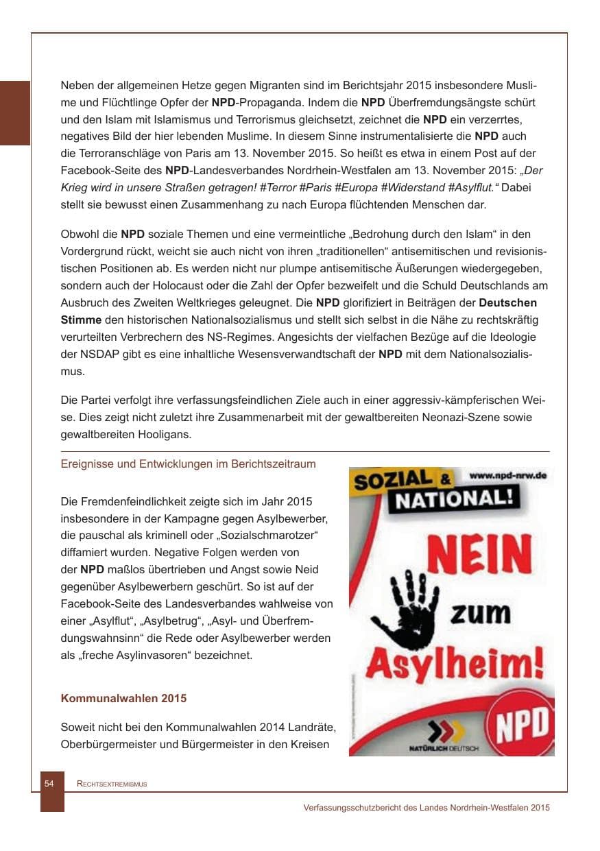 Seite 55 des Verfassungsschutzbericht 2015 Nordrhein-Westfalen