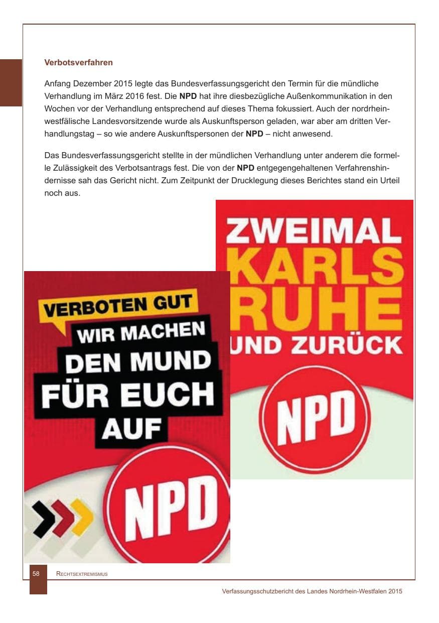 Seite 59 des Verfassungsschutzbericht 2015 Nordrhein-Westfalen