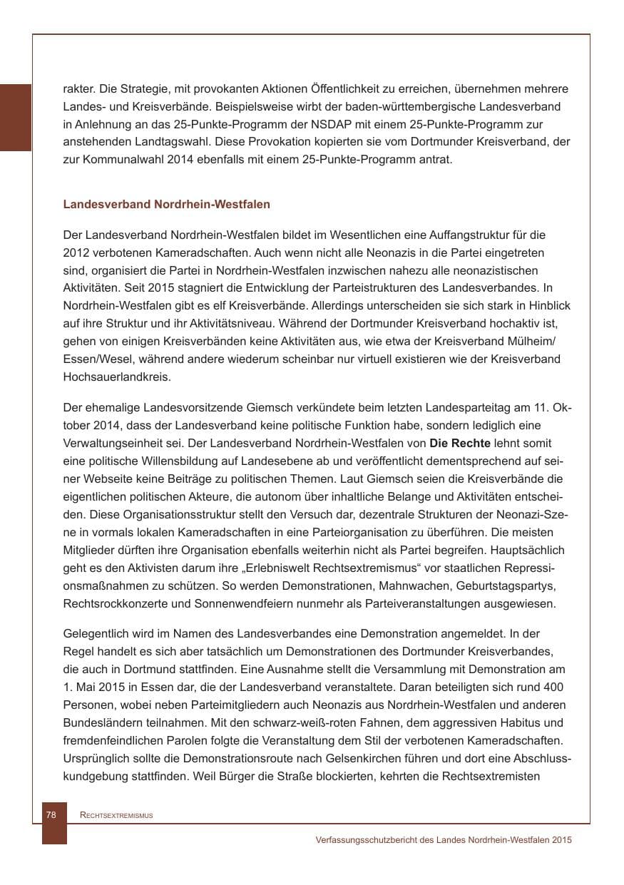 Seite 79 des Verfassungsschutzbericht 2015 Nordrhein-Westfalen