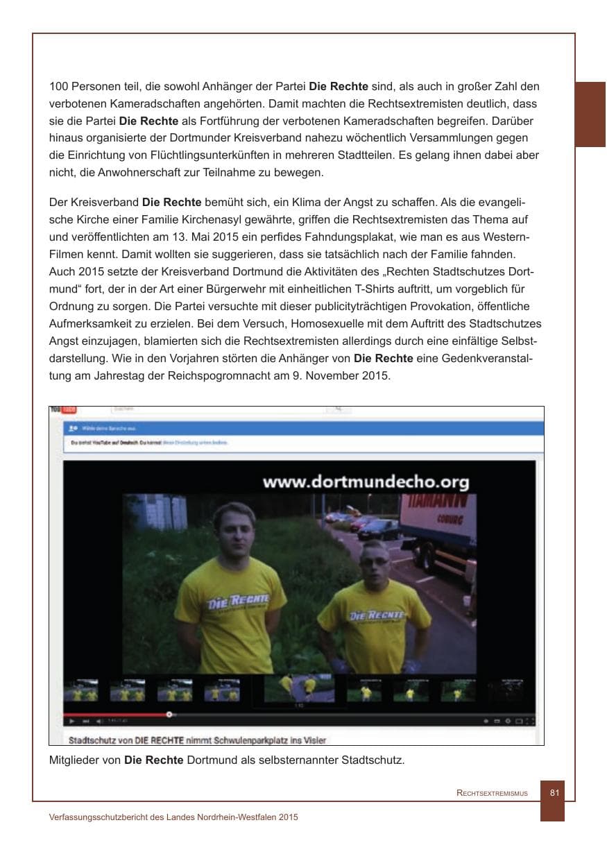 Seite 82 des Verfassungsschutzbericht 2015 Nordrhein-Westfalen
