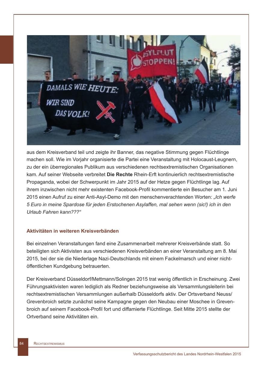 Seite 85 des Verfassungsschutzbericht 2015 Nordrhein-Westfalen