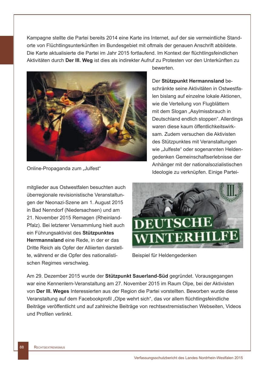 Seite 89 des Verfassungsschutzbericht 2015 Nordrhein-Westfalen