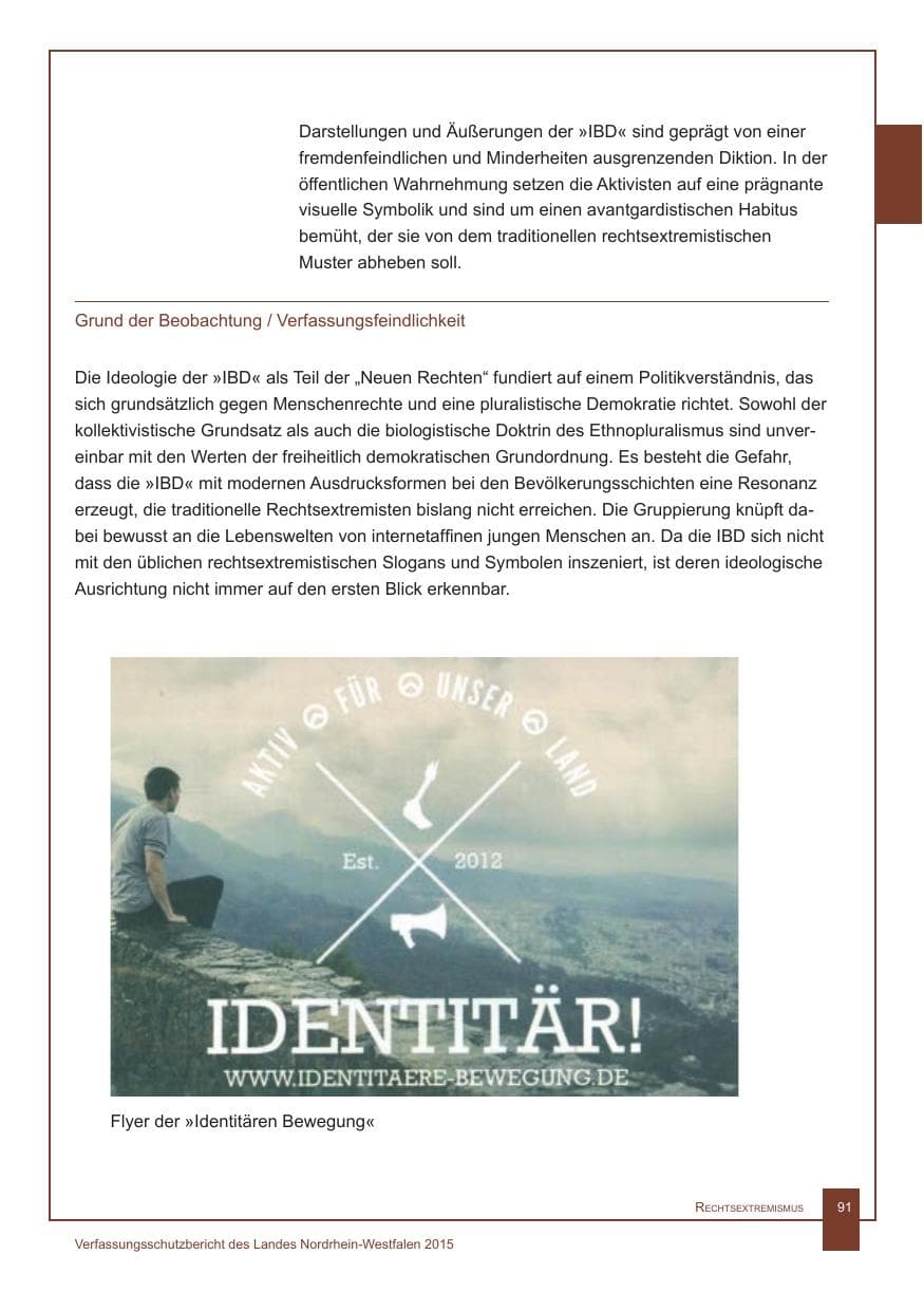 Seite 92 des Verfassungsschutzbericht 2015 Nordrhein-Westfalen