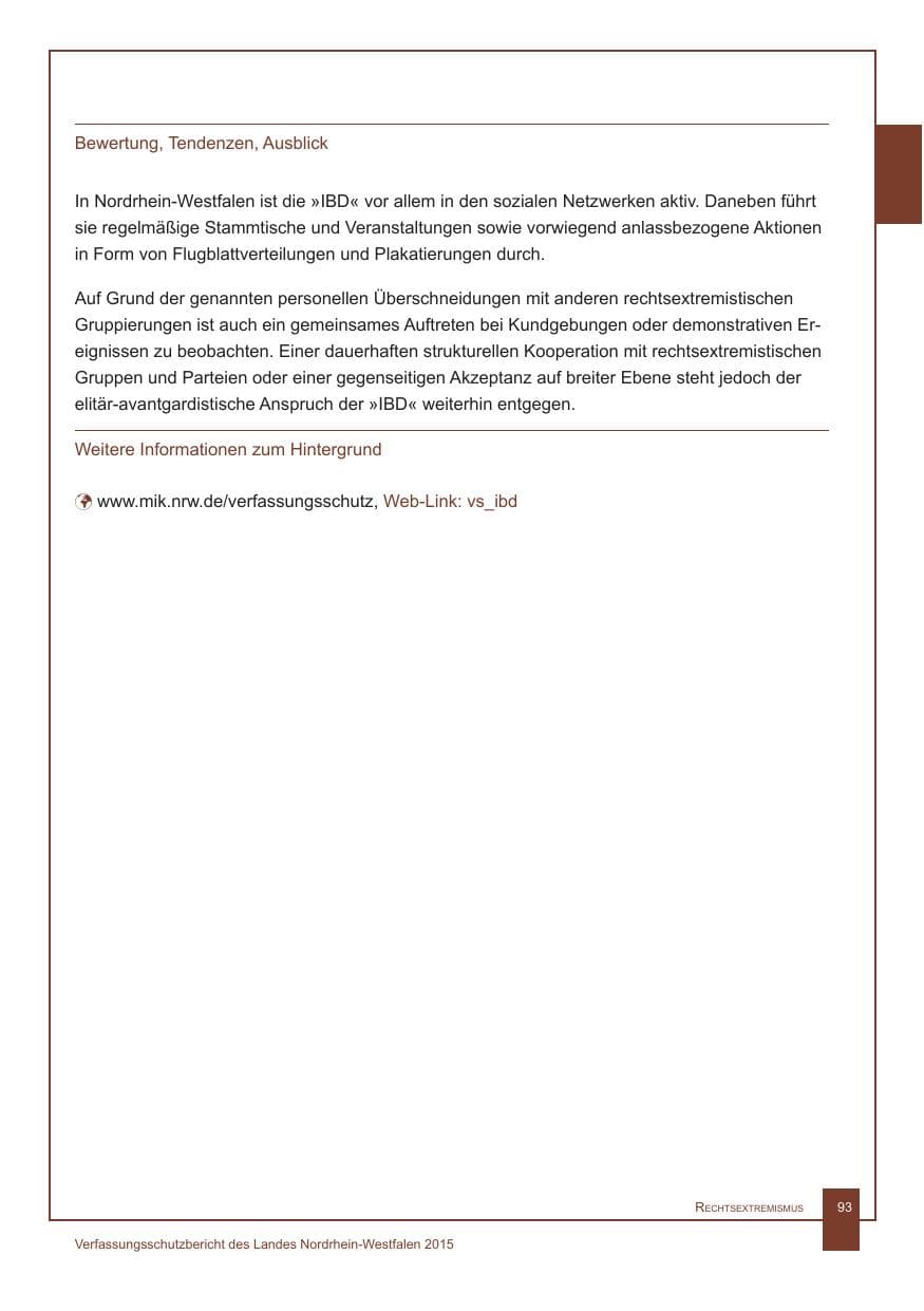 Seite 94 des Verfassungsschutzbericht 2015 Nordrhein-Westfalen