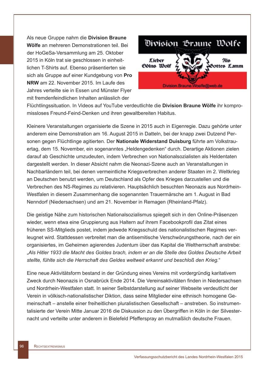 Seite 97 des Verfassungsschutzbericht 2015 Nordrhein-Westfalen