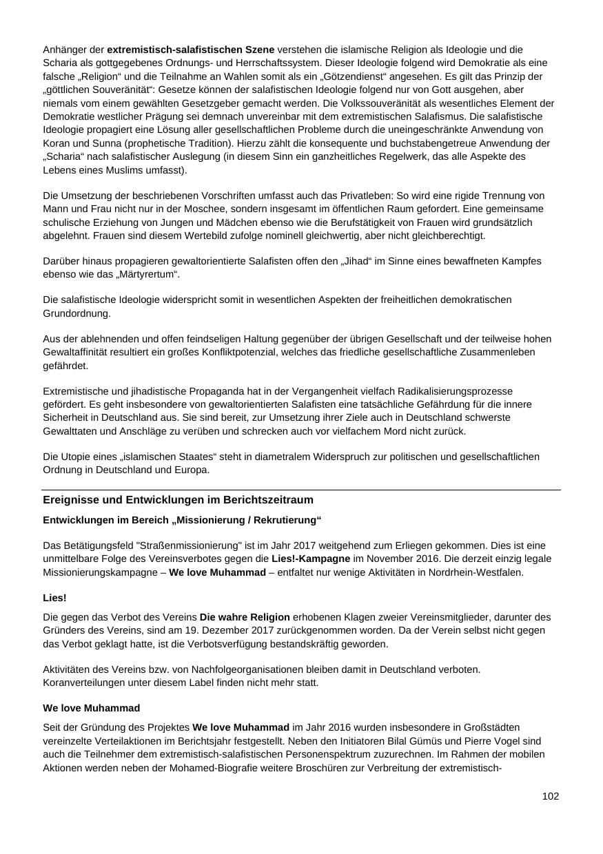 Seite 103 des Verfassungsschutzbericht 2017 Nordrhein-Westfalen