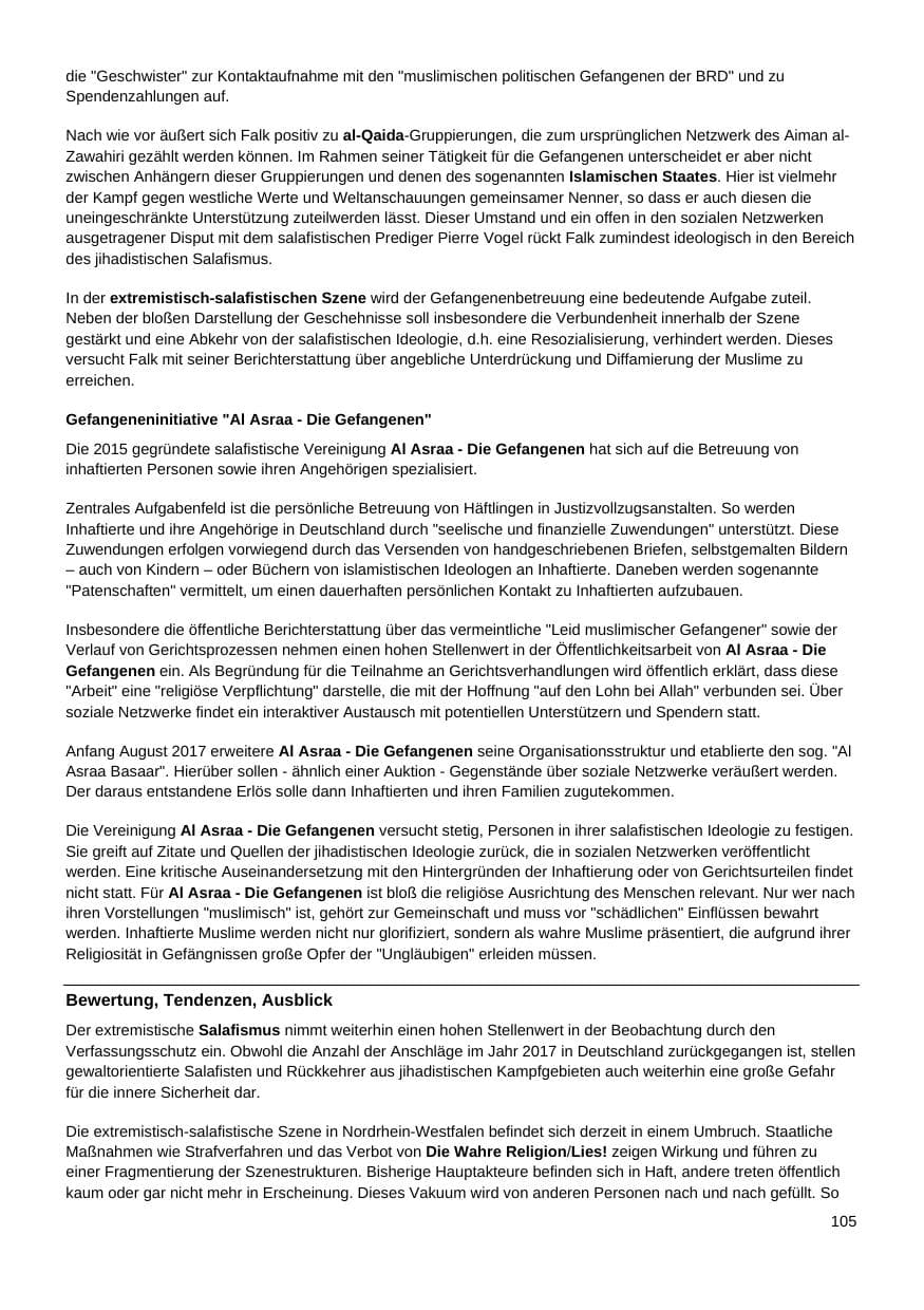 Seite 106 des Verfassungsschutzbericht 2017 Nordrhein-Westfalen