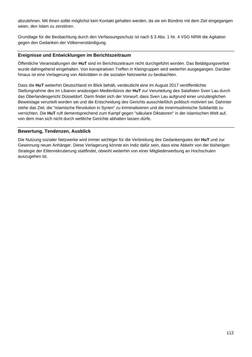 Seite 113 des Verfassungsschutzbericht 2017 Nordrhein-Westfalen