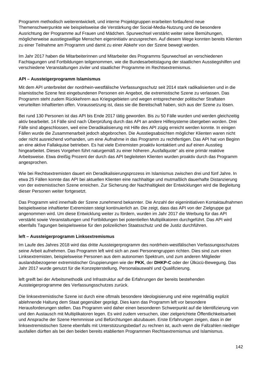 Seite 143 des Verfassungsschutzbericht 2017 Nordrhein-Westfalen