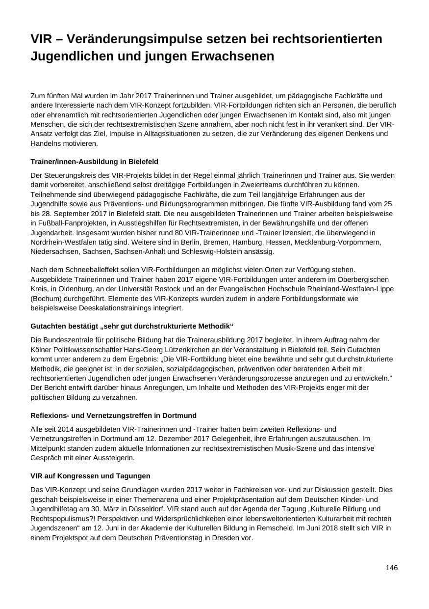 Seite 147 des Verfassungsschutzbericht 2017 Nordrhein-Westfalen