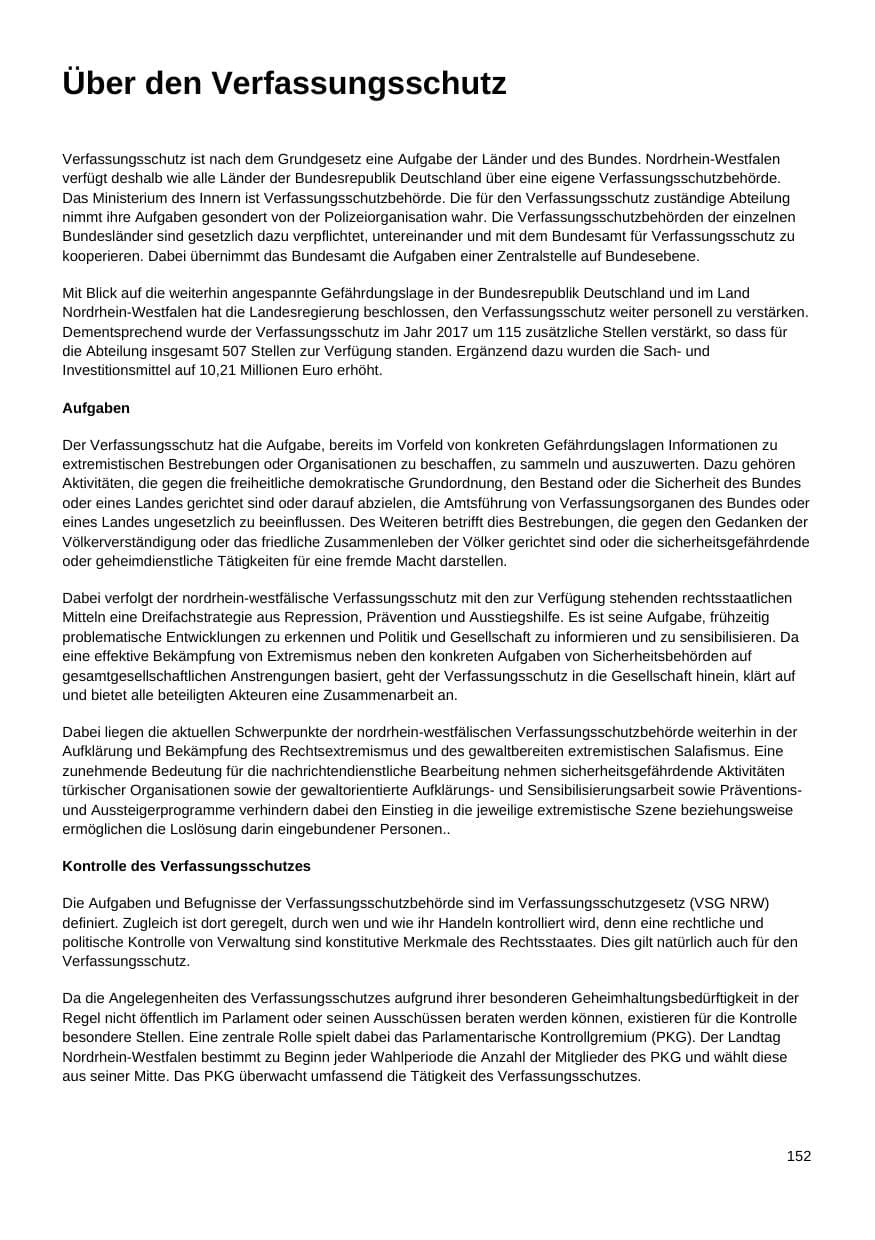 Seite 153 des Verfassungsschutzbericht 2017 Nordrhein-Westfalen