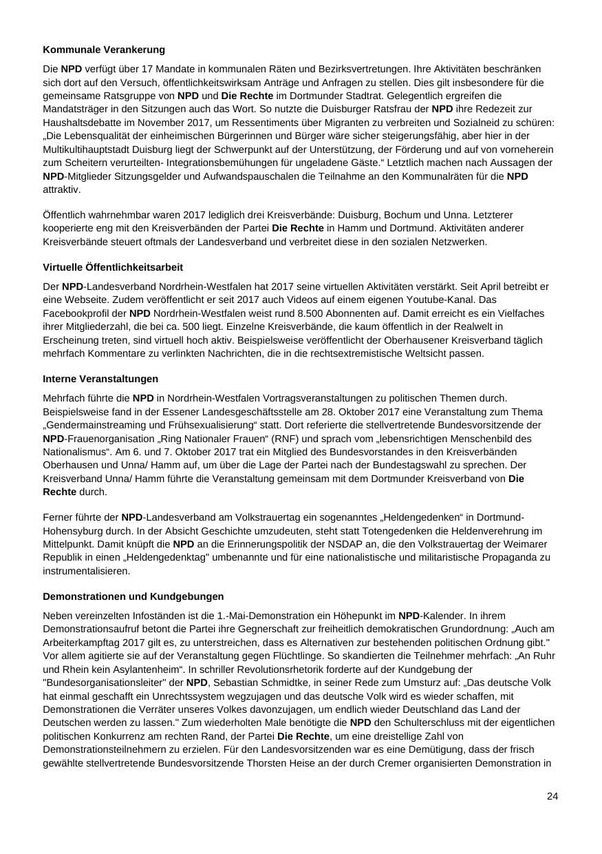 Seite 25 des Verfassungsschutzbericht 2017 Nordrhein-Westfalen