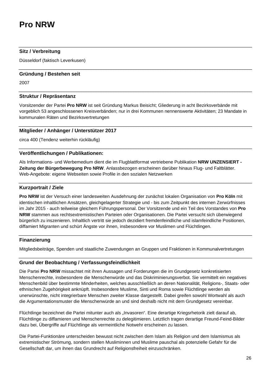 Seite 27 des Verfassungsschutzbericht 2017 Nordrhein-Westfalen
