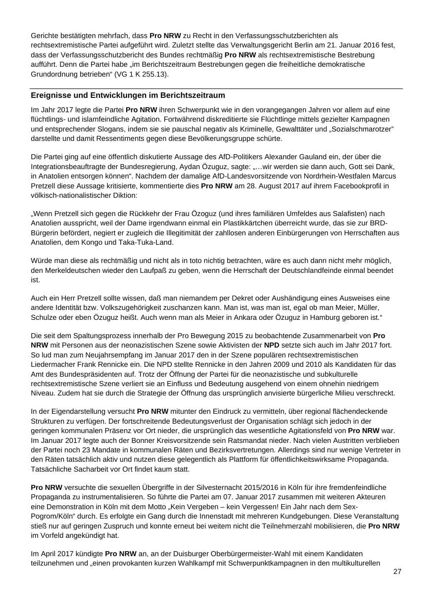 Seite 28 des Verfassungsschutzbericht 2017 Nordrhein-Westfalen