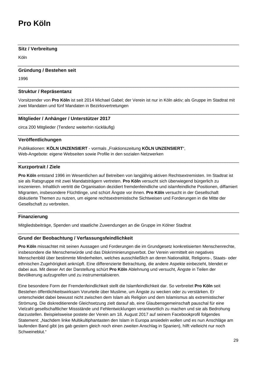 Seite 30 des Verfassungsschutzbericht 2017 Nordrhein-Westfalen