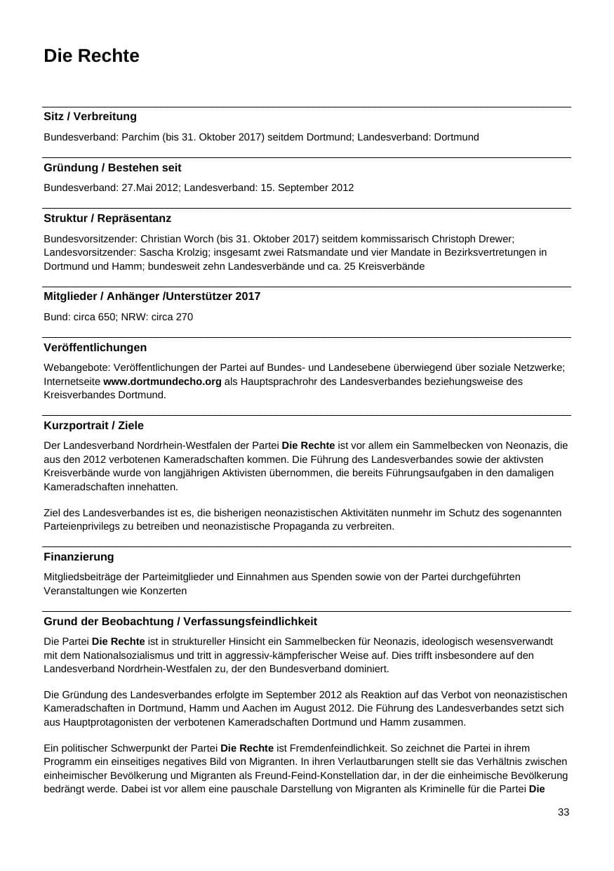 Seite 34 des Verfassungsschutzbericht 2017 Nordrhein-Westfalen