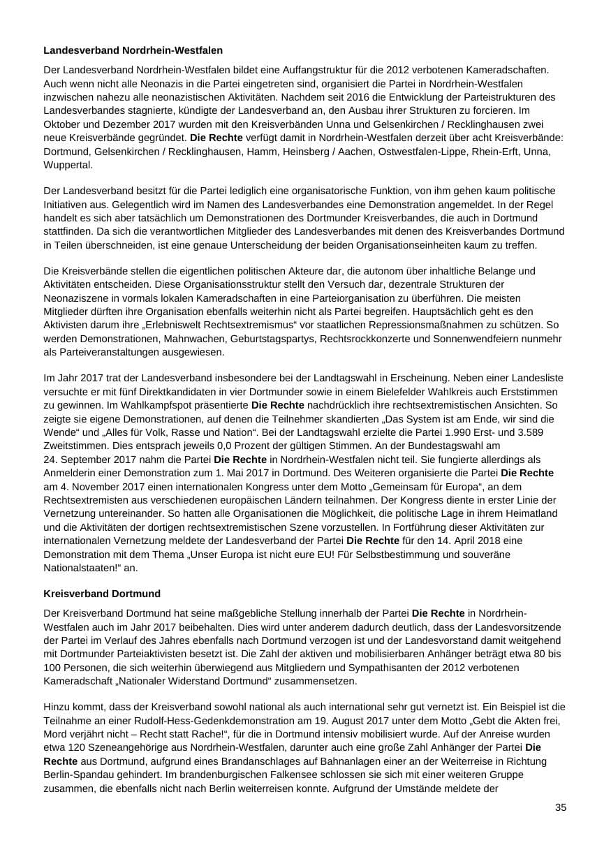 Seite 36 des Verfassungsschutzbericht 2017 Nordrhein-Westfalen