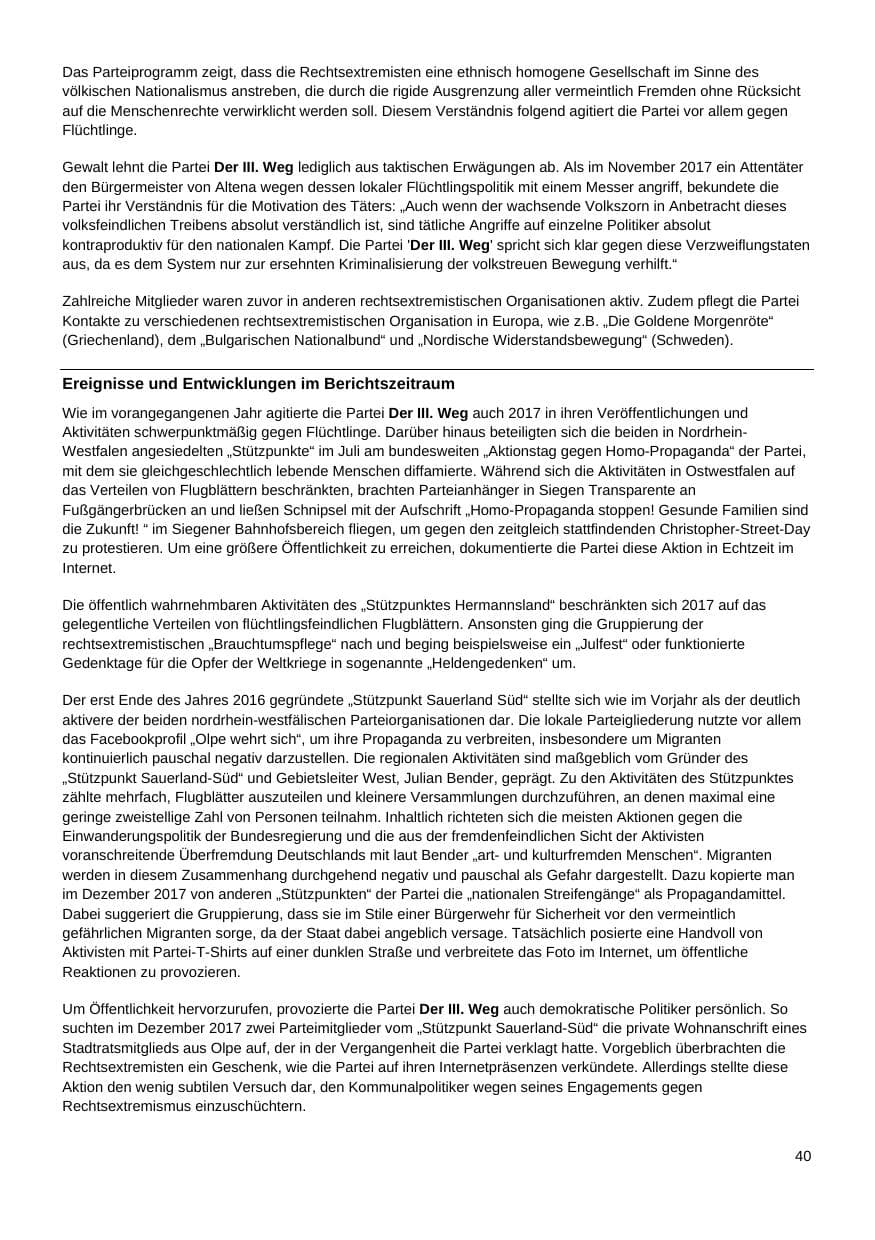 Seite 41 des Verfassungsschutzbericht 2017 Nordrhein-Westfalen