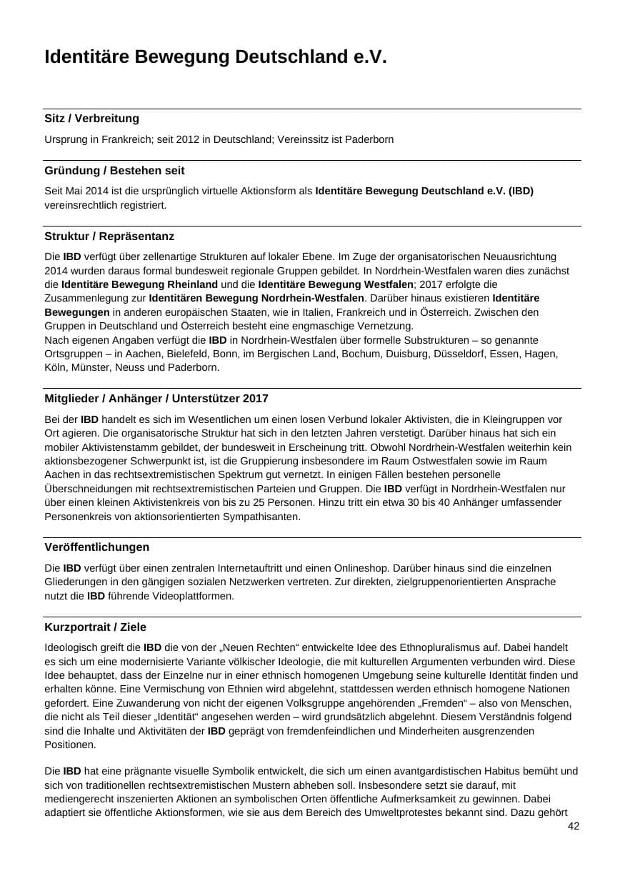Seite 43 des Verfassungsschutzbericht 2017 Nordrhein-Westfalen