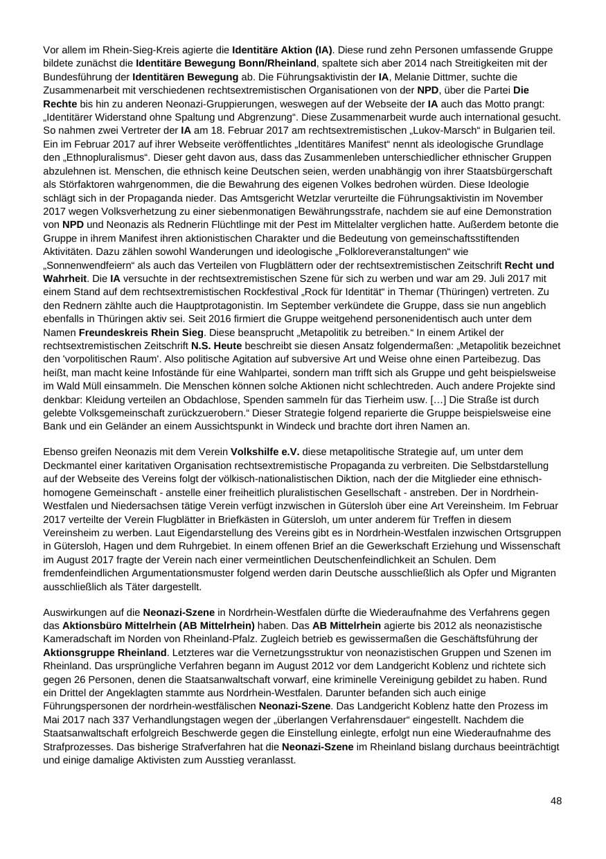 Seite 49 des Verfassungsschutzbericht 2017 Nordrhein-Westfalen