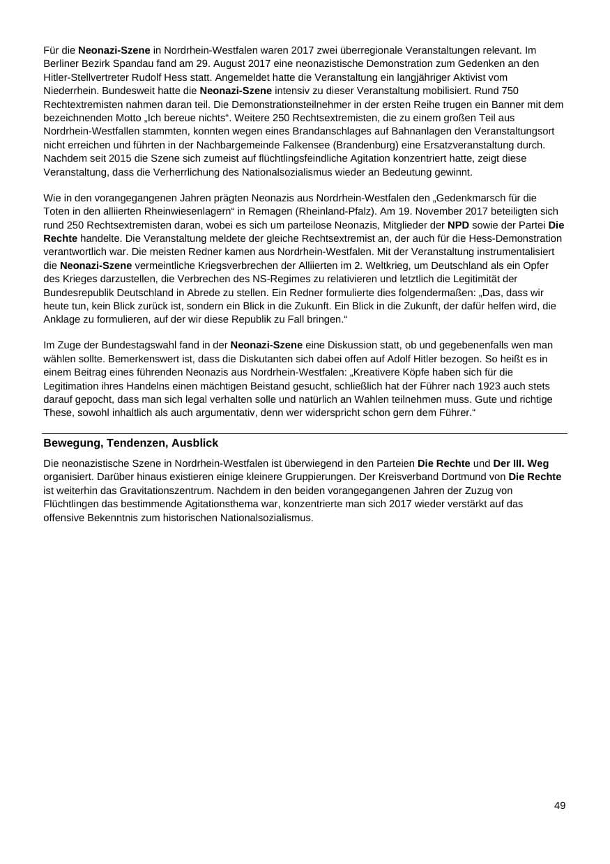 Seite 50 des Verfassungsschutzbericht 2017 Nordrhein-Westfalen