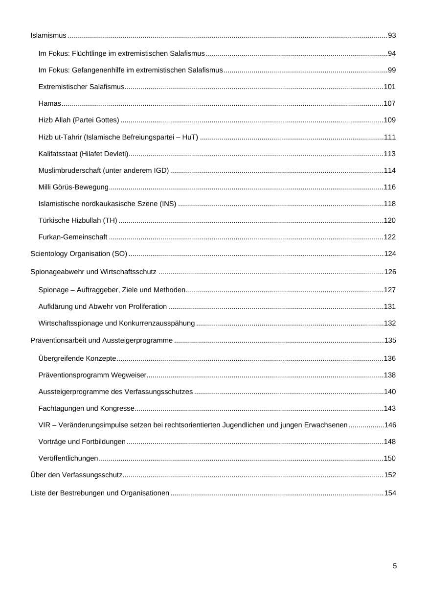 Seite 6 des Verfassungsschutzbericht 2017 Nordrhein-Westfalen