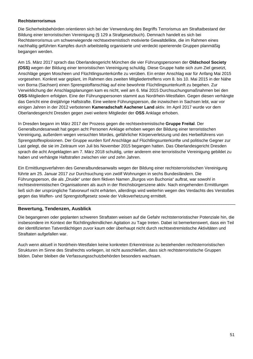 Seite 52 des Verfassungsschutzbericht 2017 Nordrhein-Westfalen