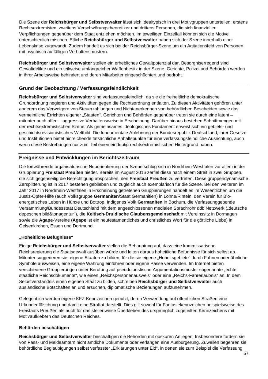 Seite 58 des Verfassungsschutzbericht 2017 Nordrhein-Westfalen