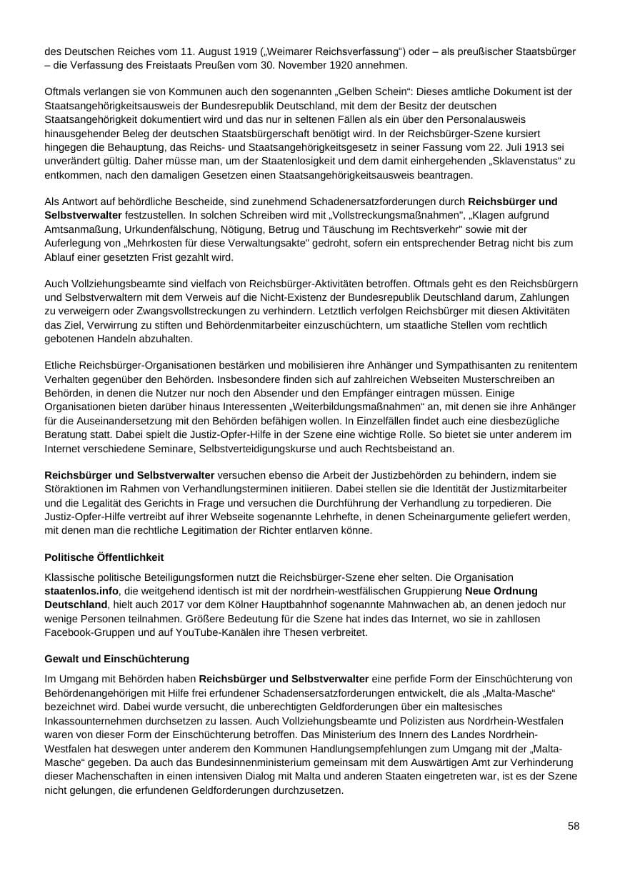 Seite 59 des Verfassungsschutzbericht 2017 Nordrhein-Westfalen