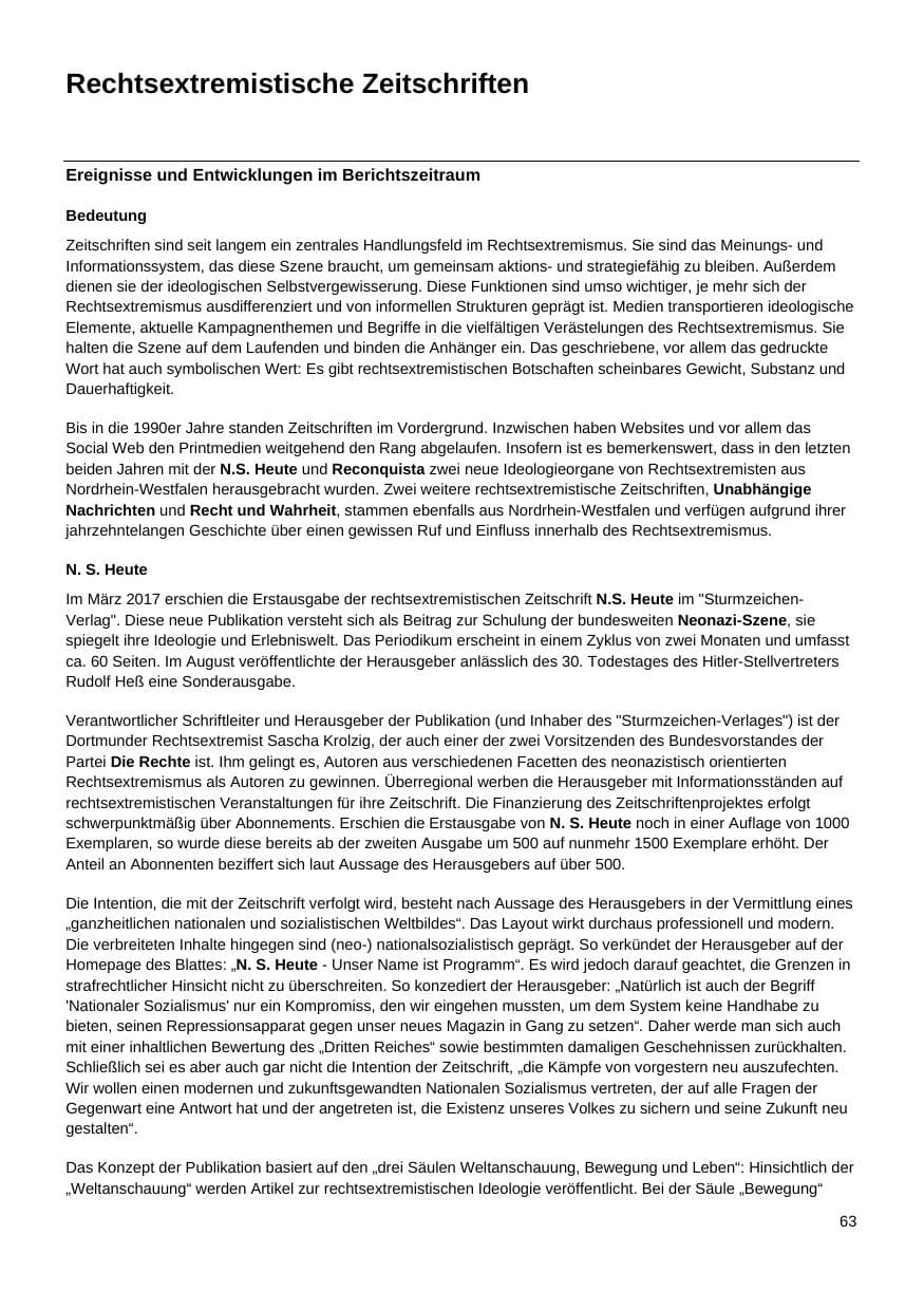 Seite 64 des Verfassungsschutzbericht 2017 Nordrhein-Westfalen