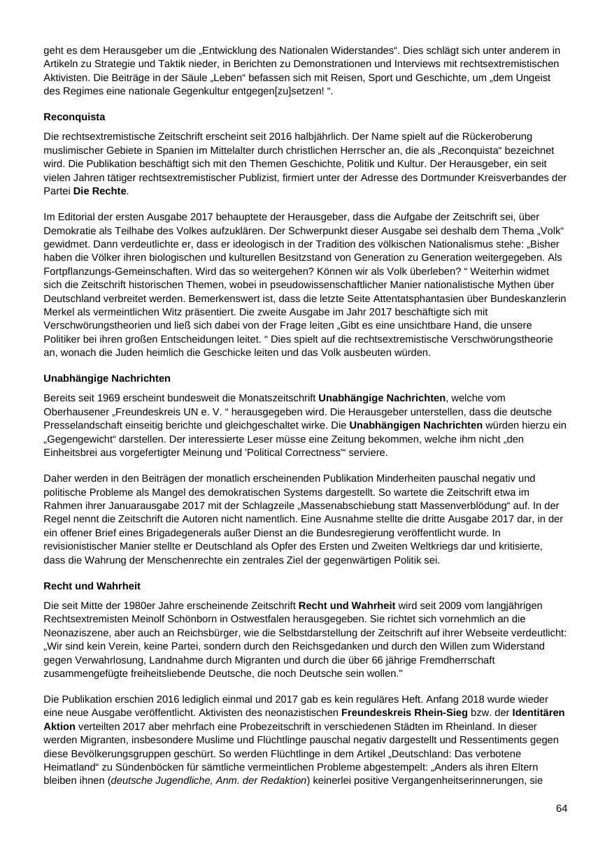 Seite 65 des Verfassungsschutzbericht 2017 Nordrhein-Westfalen