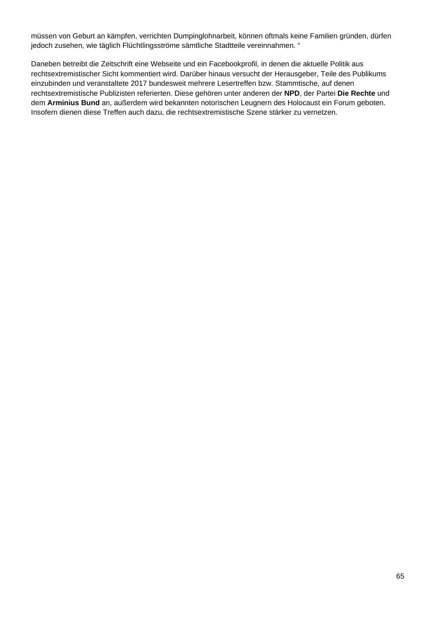 Seite 66 des Verfassungsschutzbericht 2017 Nordrhein-Westfalen