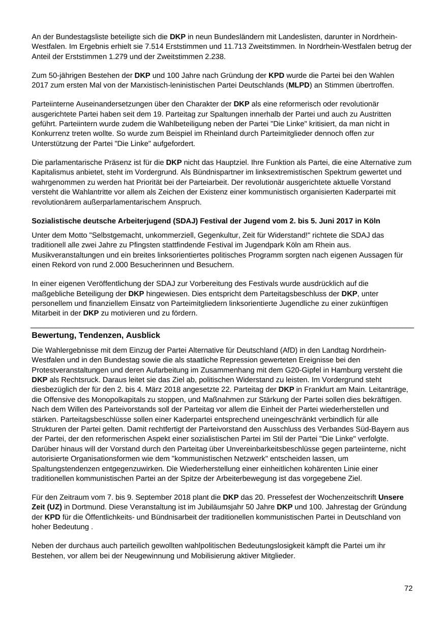 Seite 73 des Verfassungsschutzbericht 2017 Nordrhein-Westfalen
