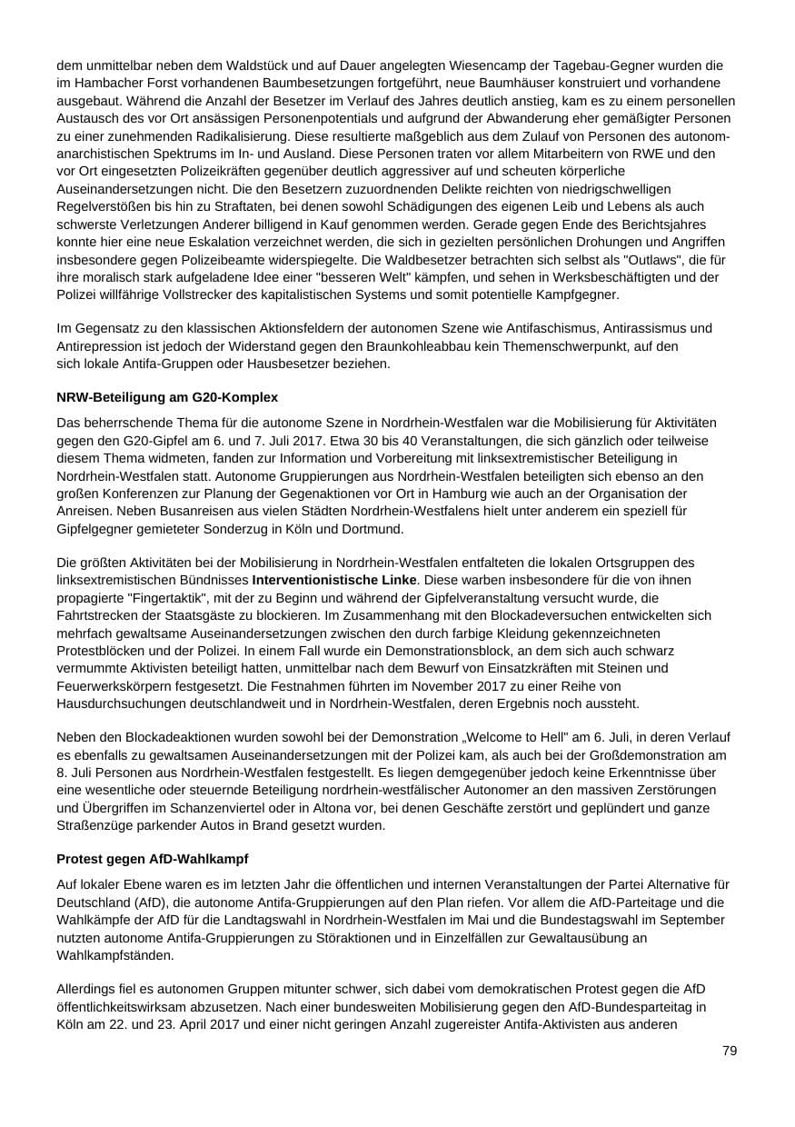 Seite 80 des Verfassungsschutzbericht 2017 Nordrhein-Westfalen