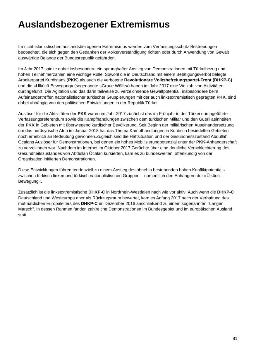 Seite 82 des Verfassungsschutzbericht 2017 Nordrhein-Westfalen