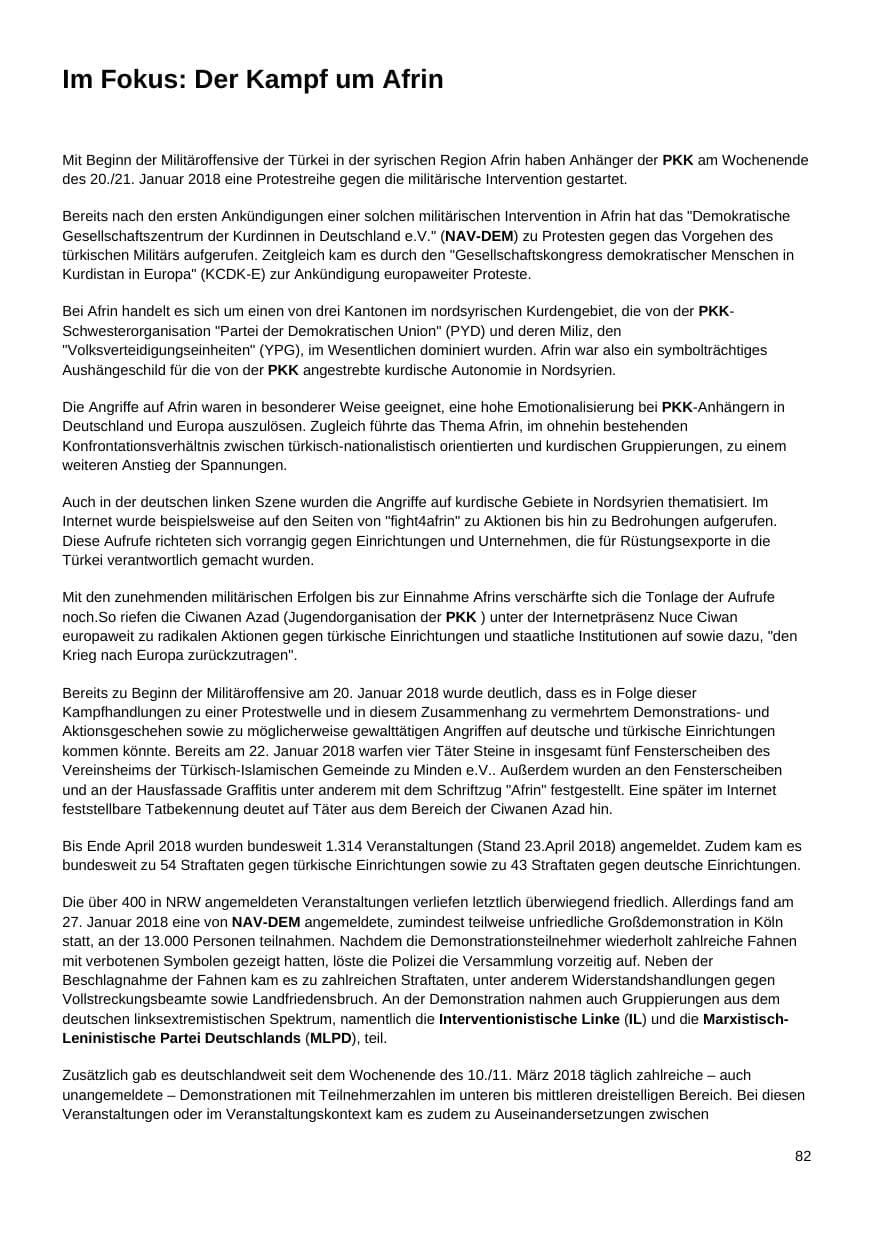 Seite 83 des Verfassungsschutzbericht 2017 Nordrhein-Westfalen