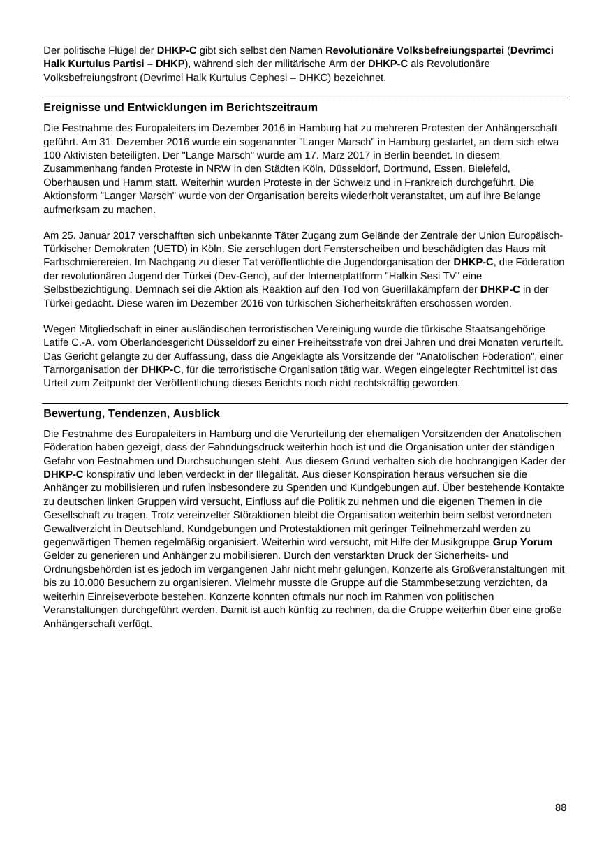 Seite 89 des Verfassungsschutzbericht 2017 Nordrhein-Westfalen