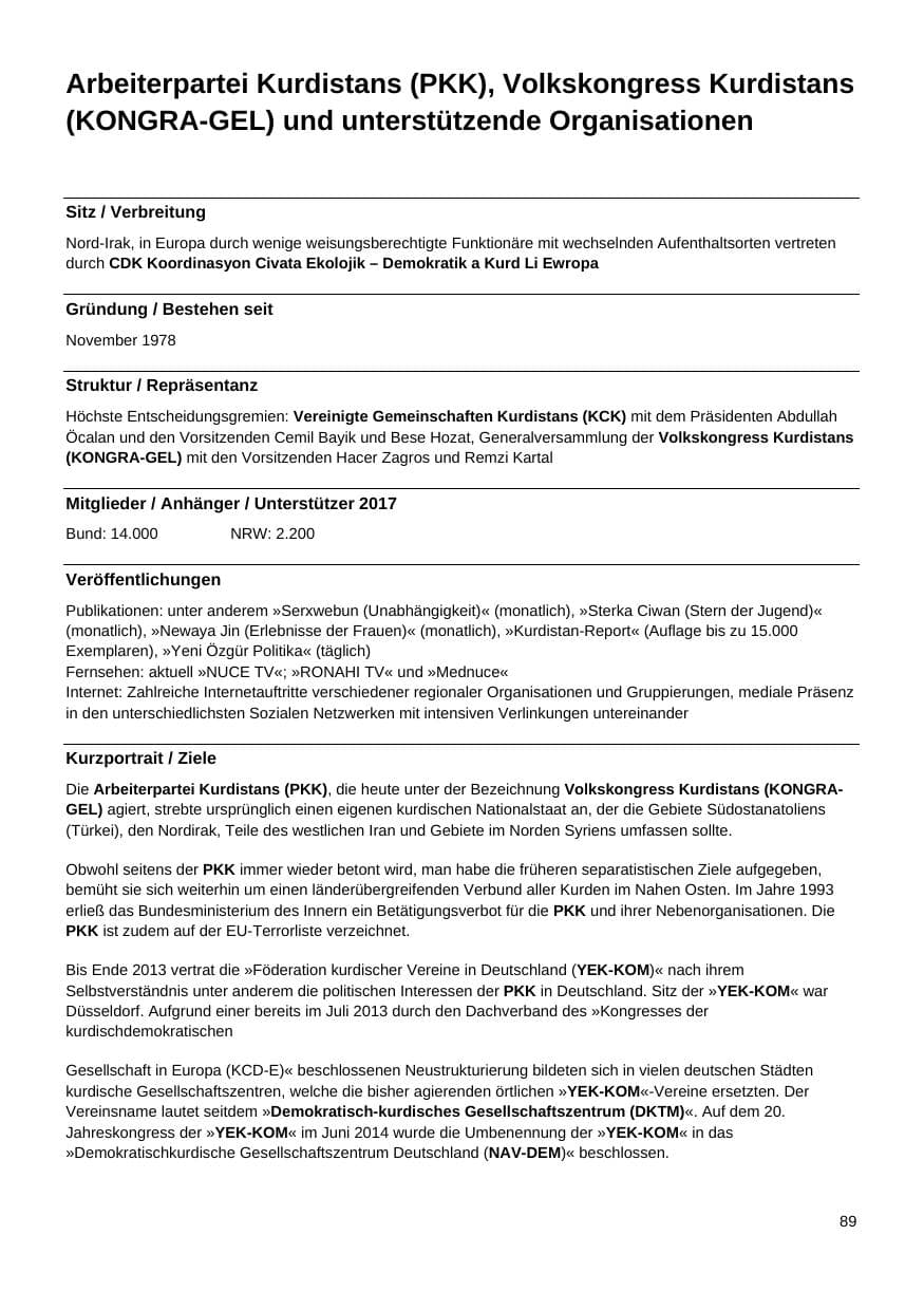 Seite 90 des Verfassungsschutzbericht 2017 Nordrhein-Westfalen