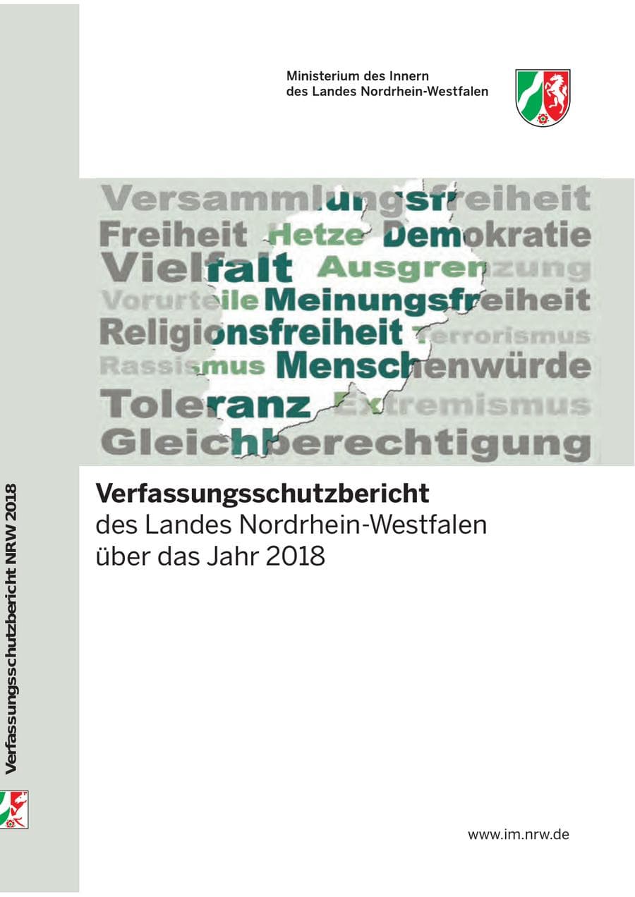 Seite 1 des Verfassungsschutzbericht 2018 Nordrhein-Westfalen