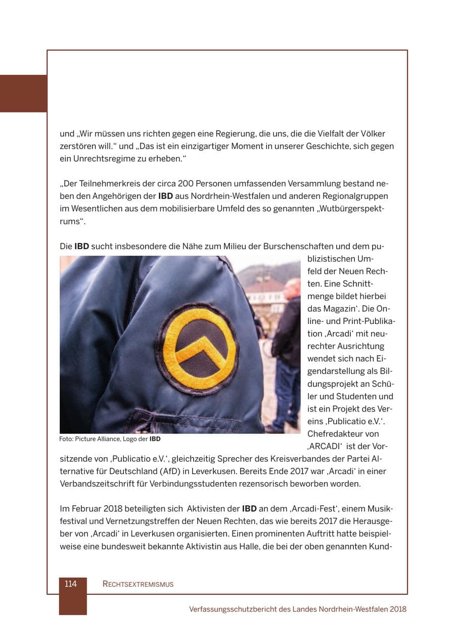 Seite 115 des Verfassungsschutzbericht 2018 Nordrhein-Westfalen
