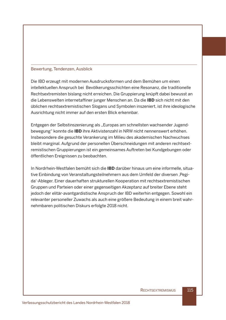 Seite 116 des Verfassungsschutzbericht 2018 Nordrhein-Westfalen