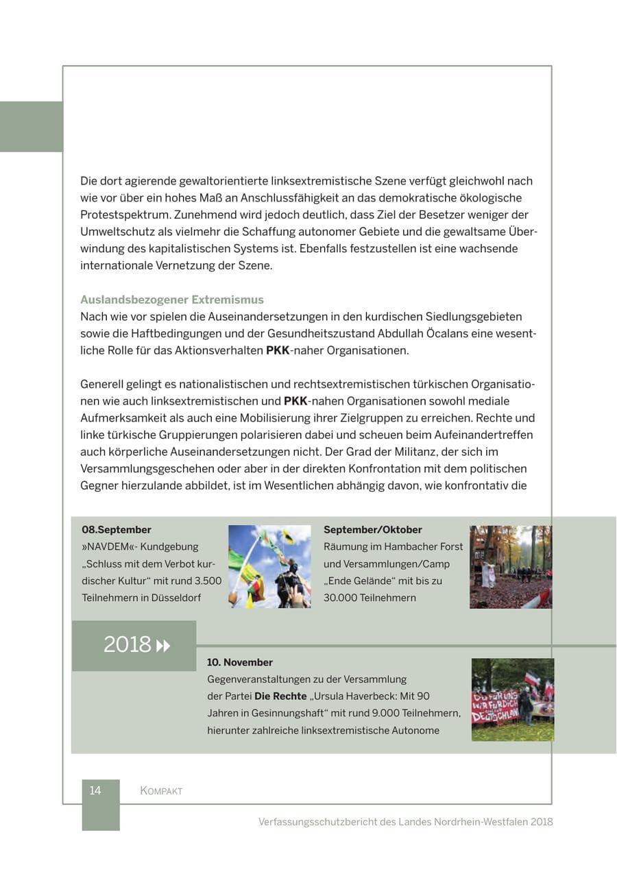 Seite 15 des Verfassungsschutzbericht 2018 Nordrhein-Westfalen