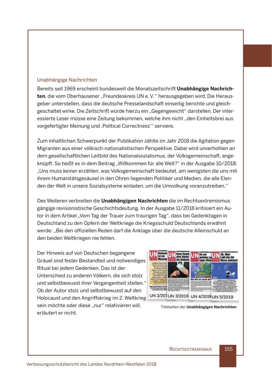 Seite 156 des Verfassungsschutzbericht 2018 Nordrhein-Westfalen