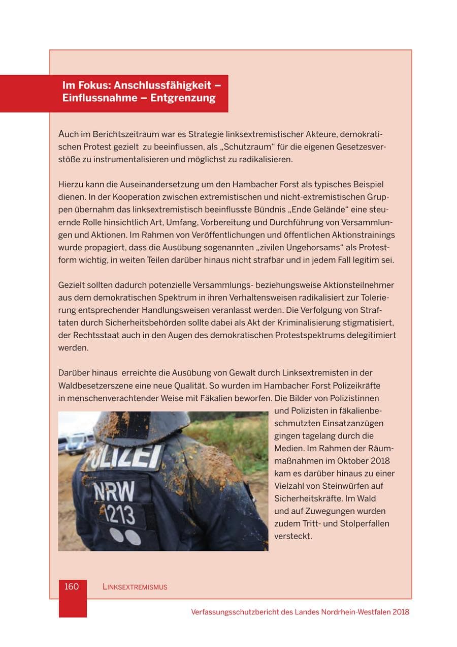 Seite 161 des Verfassungsschutzbericht 2018 Nordrhein-Westfalen