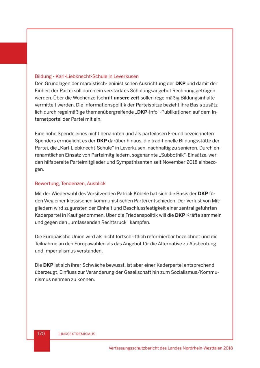 Seite 171 des Verfassungsschutzbericht 2018 Nordrhein-Westfalen
