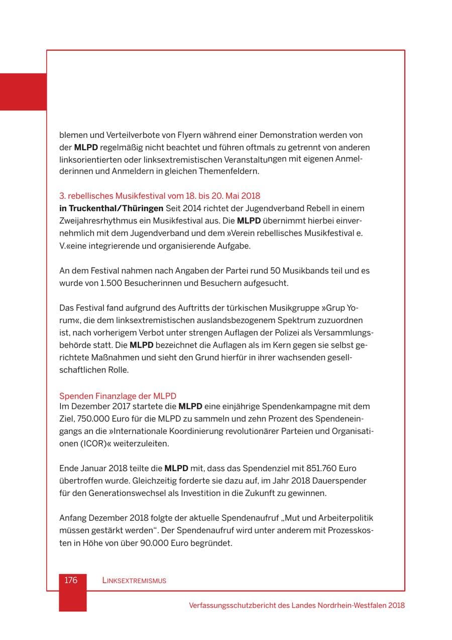 Seite 177 des Verfassungsschutzbericht 2018 Nordrhein-Westfalen