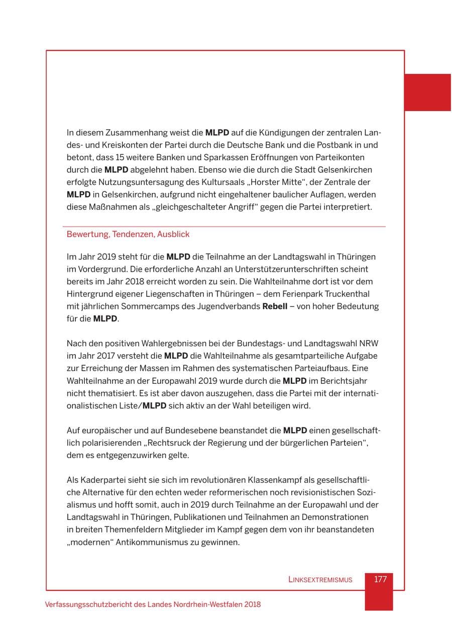Seite 178 des Verfassungsschutzbericht 2018 Nordrhein-Westfalen