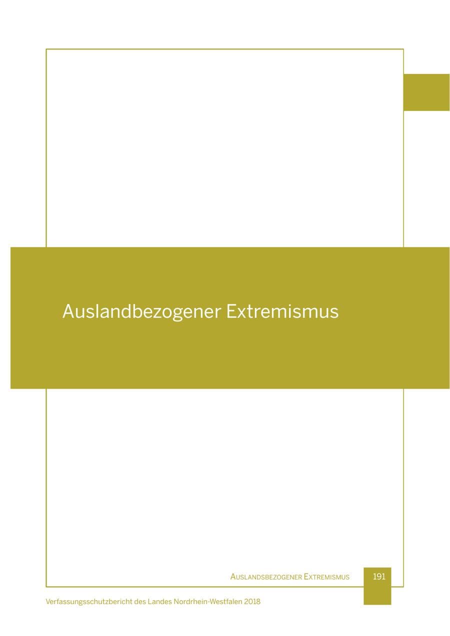 Seite 192 des Verfassungsschutzbericht 2018 Nordrhein-Westfalen